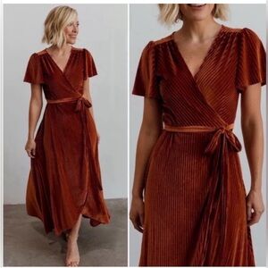 Baltic Born Rust Pleated Midi Dress